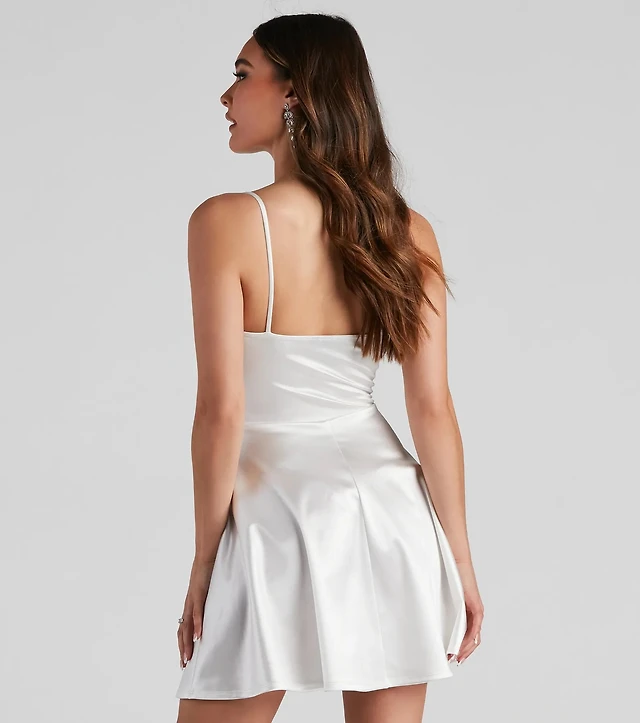 a moment in satin skater dress Windsor A Moment Satin Skater Dress