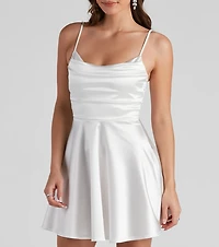 Silky Chic Satin Skater Dress