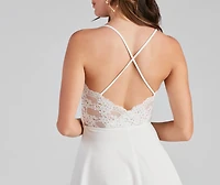 Pretty Lace Crepe Skater Dress