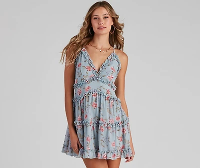 Flirty Floral Chiffon Babydoll Dress