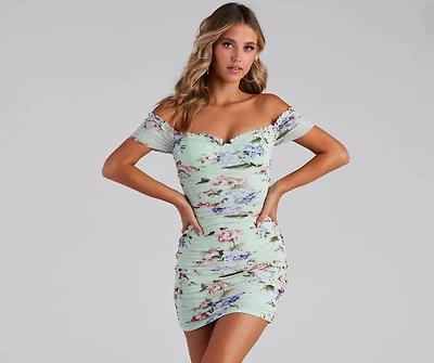 Sweet And Stunning Pastel Floral Mesh Mini Dress