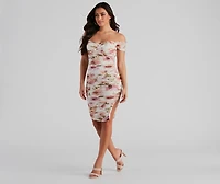 Total Flirt Floral Off-The-Shoulder Dress