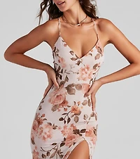 Rose Above It V-Neck Slit Maxi Dress