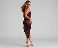 Reign The Night Satin Midi Dress