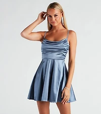 Silky Chic Satin Skater Dress