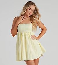 Socialite Linen Babydoll Dress