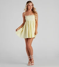 Socialite Linen Babydoll Dress