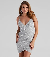 Party Starter Sequin Wrap Dress