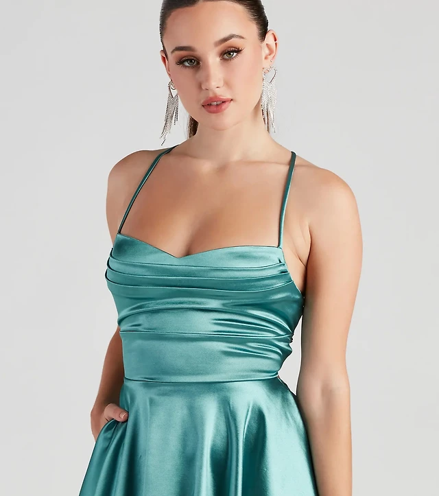 leandra satin skater dress Windsor Sleek And Flirty Satin Skater Dress