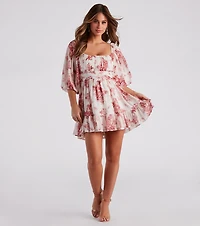 Sunday Girl Floral Chiffon Skater Dress