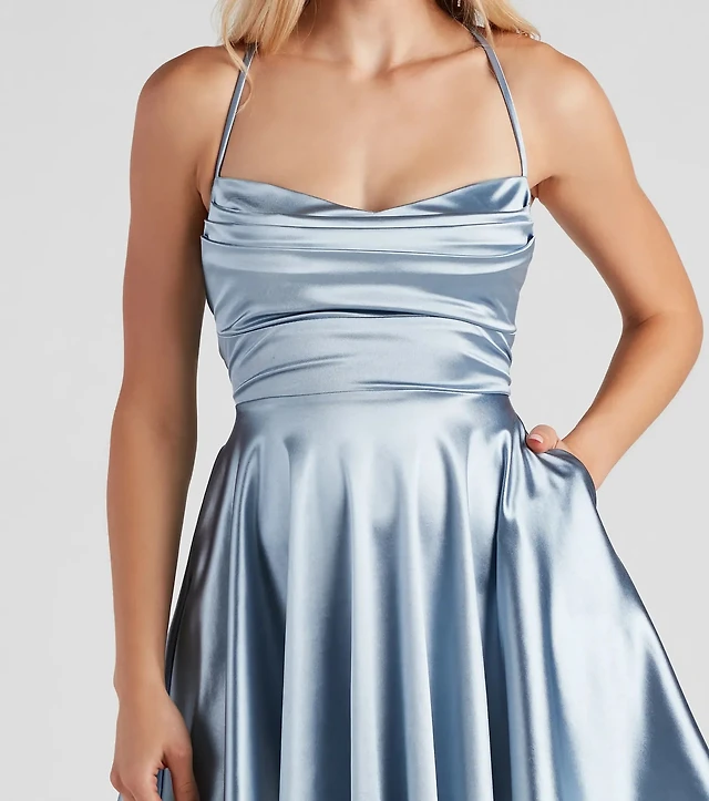 leandra satin skater dress Windsor Sleek And Flirty Satin Skater Dress