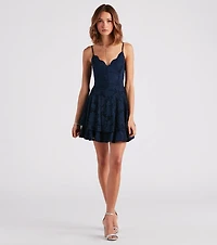 Lace Amour V-Neck Skater Dress