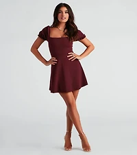 Swept Away Crepe Skater Short Dress