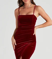 Posh Party Pleated Velvet Midi Dress
