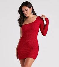 Moonlight Glitter One-Shoulder Dress