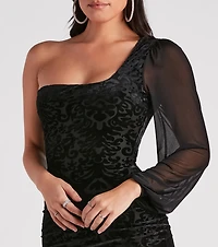 Dramatic Affair Velvet Burnout Mini Dress