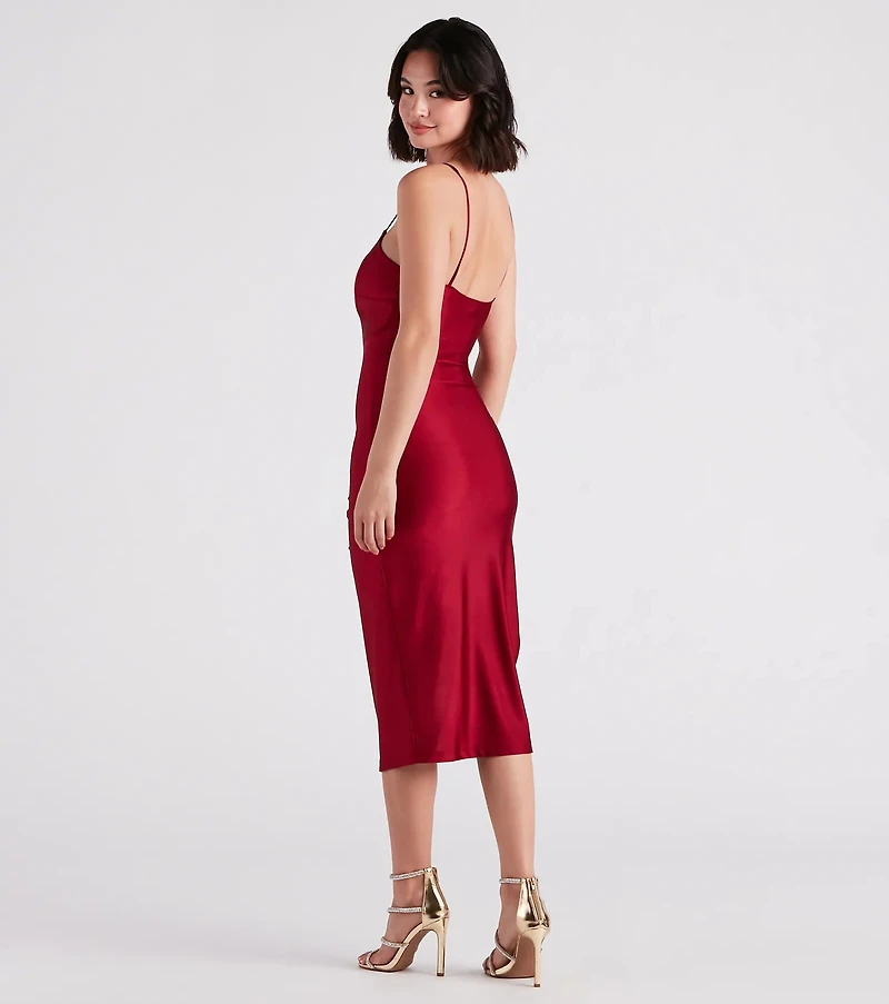 Stylish Upgrade Satin Midi Dress