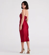 Stylish Upgrade Satin Midi Dress