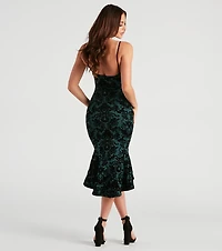The Garden Floral Velvet Midi Dress