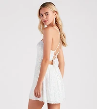 Light Up The Night Sequin Lace-Up Dress