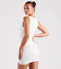 So Classic Pleated Wrap Mini Dress