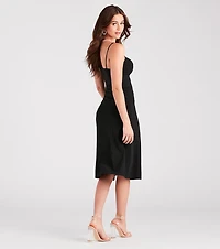 Best Town Crepe Sweetheart Midi Dress