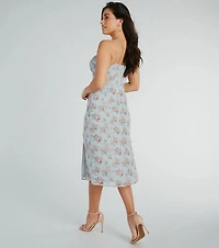 Garden Of Roses Chiffon Midi Dress