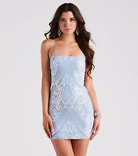 Magnetic Sequins Lace-Up Dress