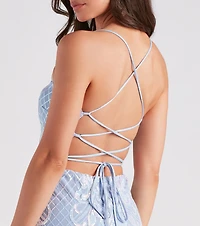 Magnetic Sequins Lace-Up Dress