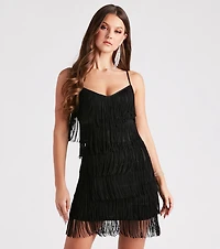 Shake And Shimmy Fringe Mini Dress