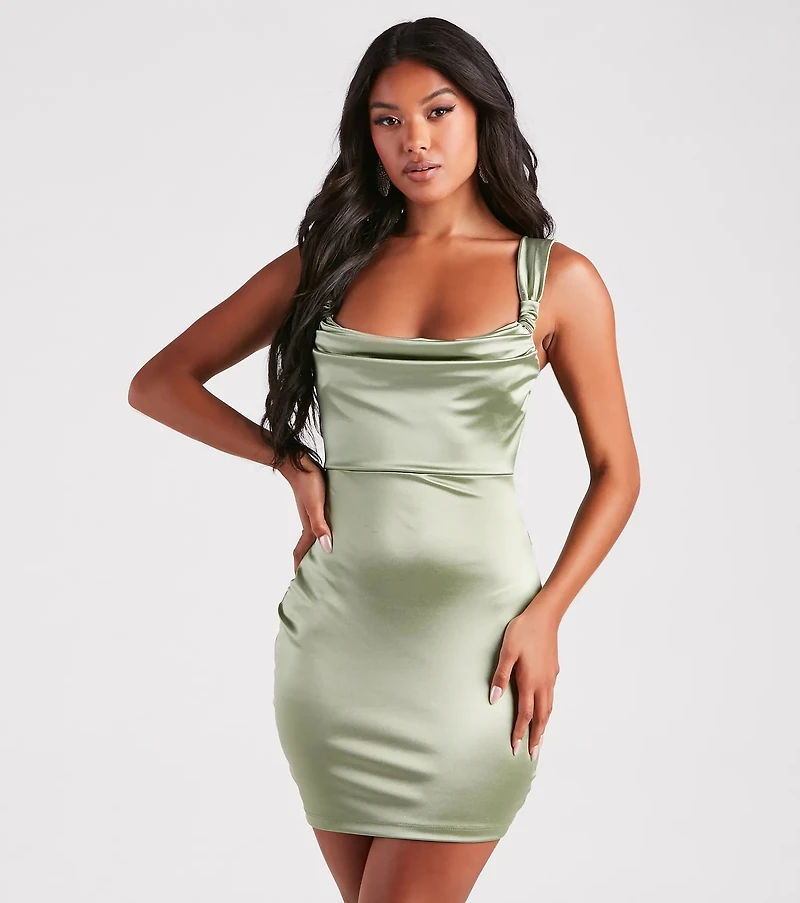 Center Of Attention Satin Mini Dress