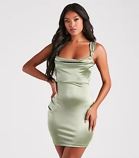 Center Of Attention Satin Mini Dress