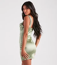Center Of Attention Satin Mini Dress