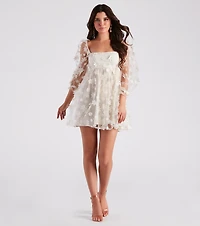 Sunshine Daisy Flower Mesh Skater Dress