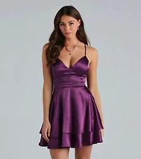 Dream Of Lace Satin Skater Dress