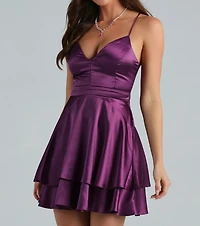 Dream Of Lace Satin Skater Dress