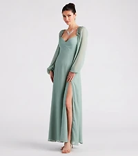 Sheer Beauty Chiffon Slit Maxi Dress