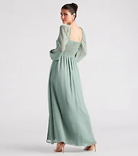 Sheer Beauty Chiffon Slit Maxi Dress