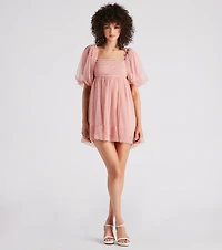 Whimsical Muse Chiffon Swiss Dot Skater Dress