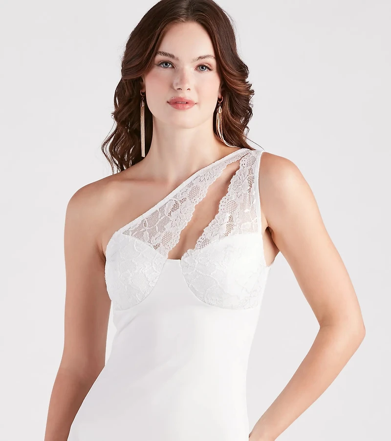 Happily Ever After Lace Trim Mini Dress