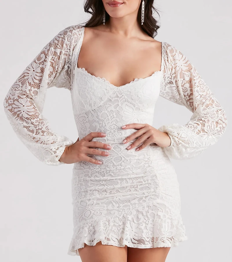 Lovely Lace Ruffle Hem Mini Dress
