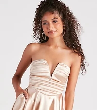 Totally Smitten Satin Strapless Skater Dress