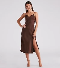 Rendezvous Satin Slip Midi Dress