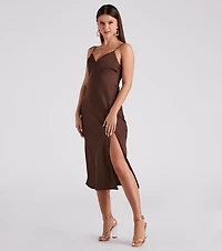 Rendezvous Satin Slip Midi Dress