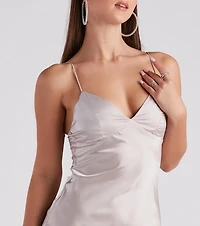 Rendezvous Satin Slip Midi Dress