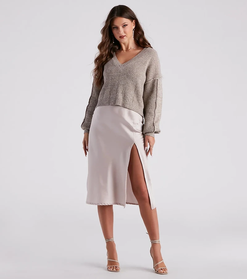 Rendezvous Satin Slip Midi Dress