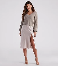 Rendezvous Satin Slip Midi Dress