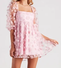 Sunshine Daisy Flower Mesh Skater Dress