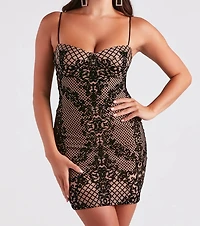 All Things Regal Flocked Velvet Mini Dress