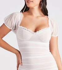 Ruched Romance Puff Sleeve Mini Dress